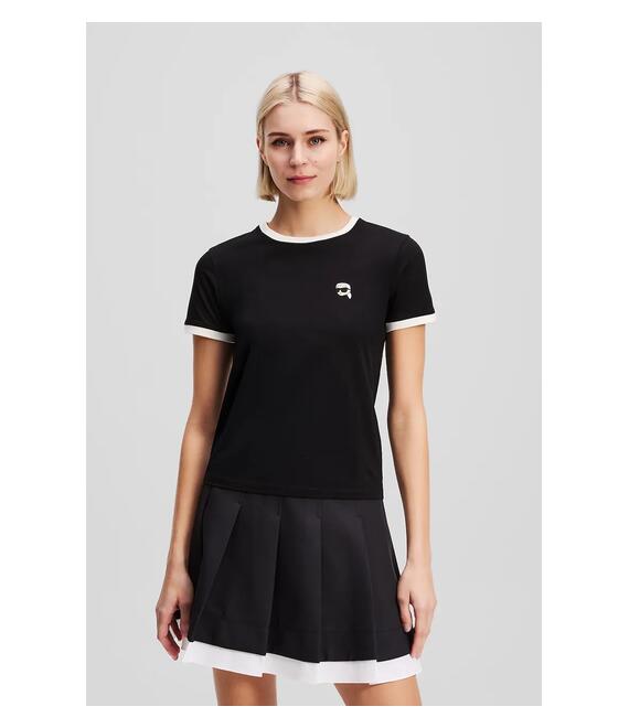 Βαμβακερό μπλουζάκι Karl Lagerfeld χρώμα: μαύρο, A3W17078
