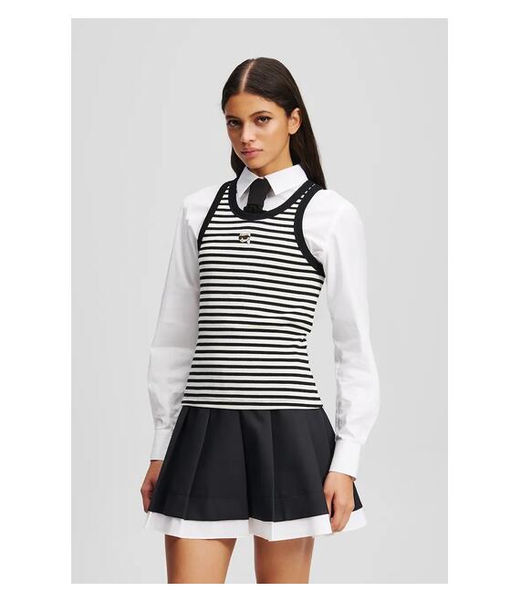 Βαμβακερό τοπ Karl Lagerfeld χρώμα: μαύρο, A3W17079