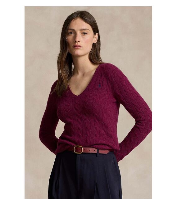 Μάλλινο πουλόβερ Polo Ralph Lauren γυναικεία, χρώμα: μοβ