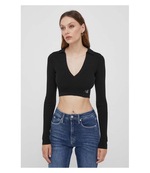 Longsleeve Calvin Klein Jeans χρώμα: μαύρο