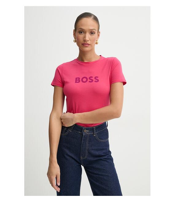 Βαμβακερό μπλουζάκι BOSS Orange BOSS ORANGE γυναικείο, χρώμα: ροζ, 50501139