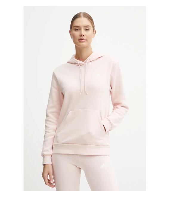 Μπλούζα adidas Essentials χρώμα: ροζ, με κουκούλα, IY1649