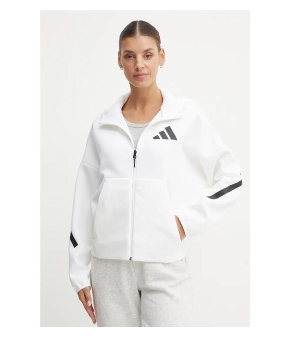 Μπλούζα adidas ZNE χρώμα: άσπρο, με κουκούλα, JE7849