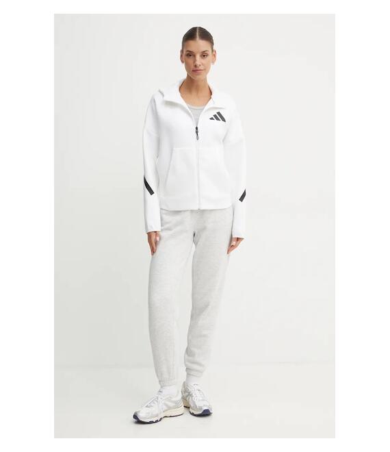 Μπλούζα adidas ZNE χρώμα: άσπρο, με κουκούλα, JE7849