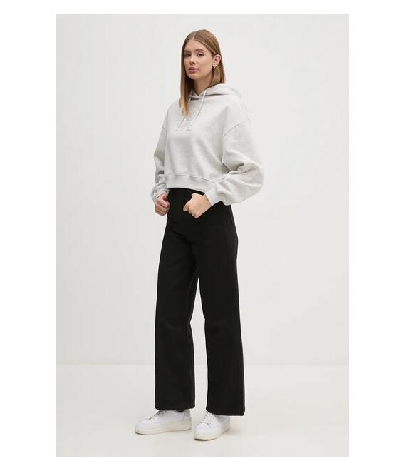 Βαμβακερή μπλούζα Calvin Klein Jeans γυναικεία, χρώμα: γκρι, με κουκούλα, J20J224170