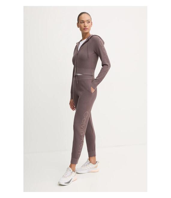 Μπλούζα Calvin Klein Performance χρώμα: μοβ, με κουκούλα, 00GWF4J400