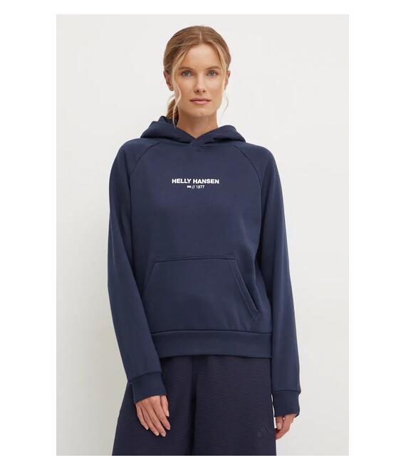 Μπλούζα Helly Hansen COTTTON FLEECE χρώμα: ναυτικό μπλε, με κουκούλα, 54161 Μπλούζα Helly Hansen COTTTON FLEECE χρώμα: ναυτικό μπλε, με κουκούλα, 54161