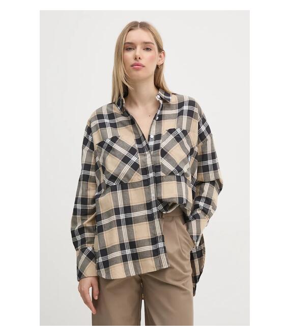 Βαμβακερό πουκάμισο Barbour χρώμα: μπεζ, LSH1640