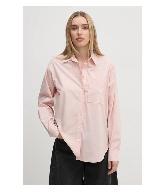 Βαμβακερό πουκάμισο Calvin Klein Jeans χρώμα: ροζ, J20J224436