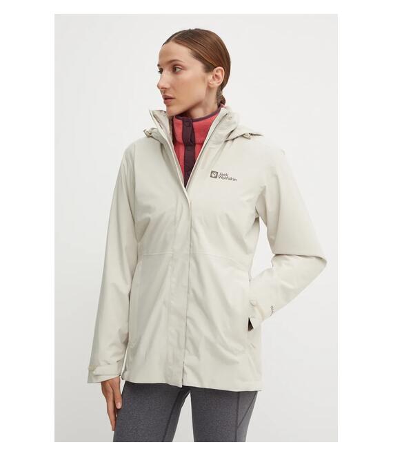 Μπουφάν Jack Wolfskin Rotwand 3 in 1 χρώμα: μπεζ, A60333