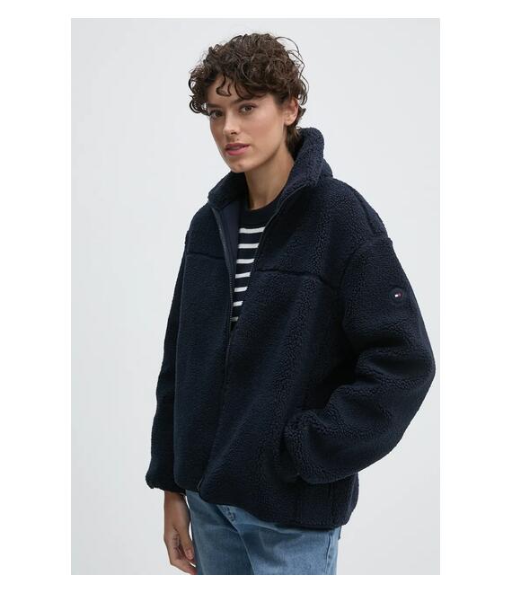 Φλις μπουφάν Tommy Hilfiger χρώμα: ναυτικό μπλε, WW0WW43223