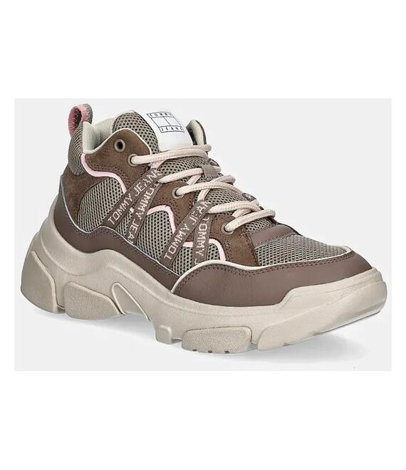 Αθλητικά Tommy Jeans TJW HYBRID RUNNER χρώμα: καφέ, EN0EN02619