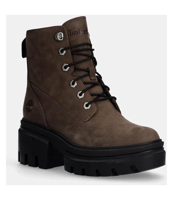 Μποτάκια από δέρμα nubuck Timberland Everleigh χρώμα: καφέ, TB0A2EGSEM51