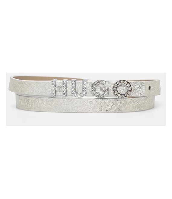 Δερμάτινη ζώνη HUGO χρώμα: ασημί, 50529601