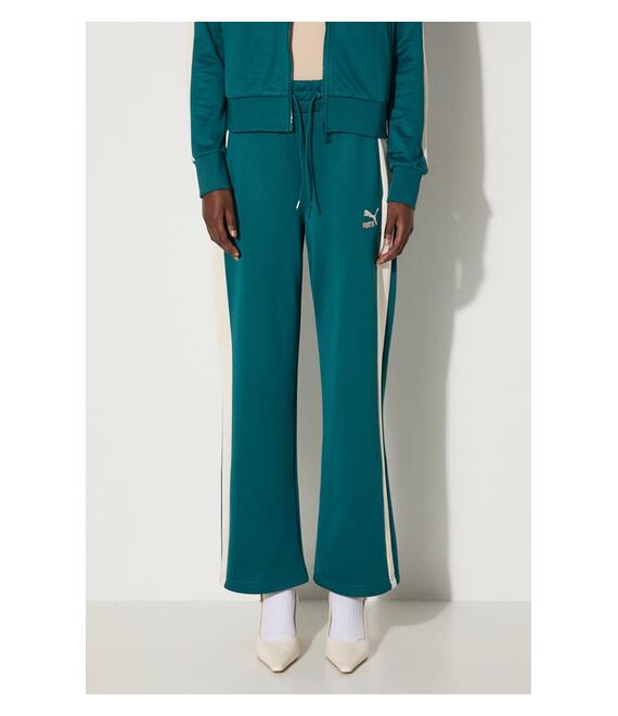 Παντελόνι φόρμας Puma Iconic T7 Straight Leg Track Pants χρώμα: πράσινο, 627996