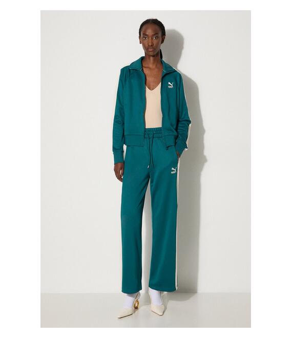 Παντελόνι φόρμας Puma Iconic T7 Straight Leg Track Pants χρώμα: πράσινο, 627996