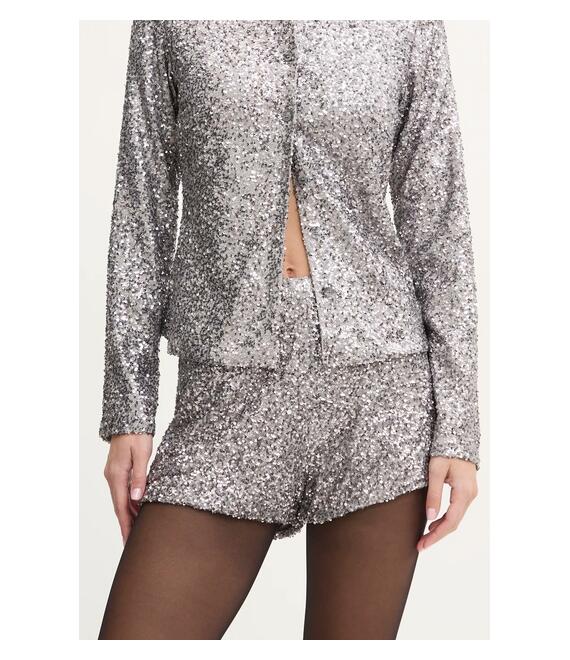 Σορτς Never Fully Dressed Gunmetal Sequin Hot Pants χρώμα: ασημί, NFDTR351