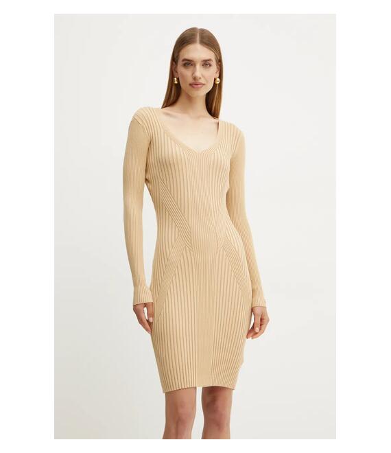 Φόρεμα Guess ISABELLA χρώμα: μπεζ, W4BK07 Z3HP2