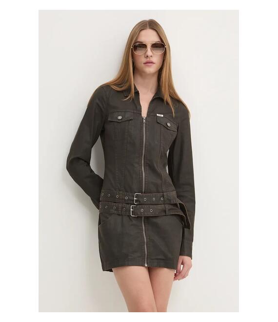 Βαμβακερό φόρεμα Guess Originals χρώμα: καφέ, W4BK19 WGIC0