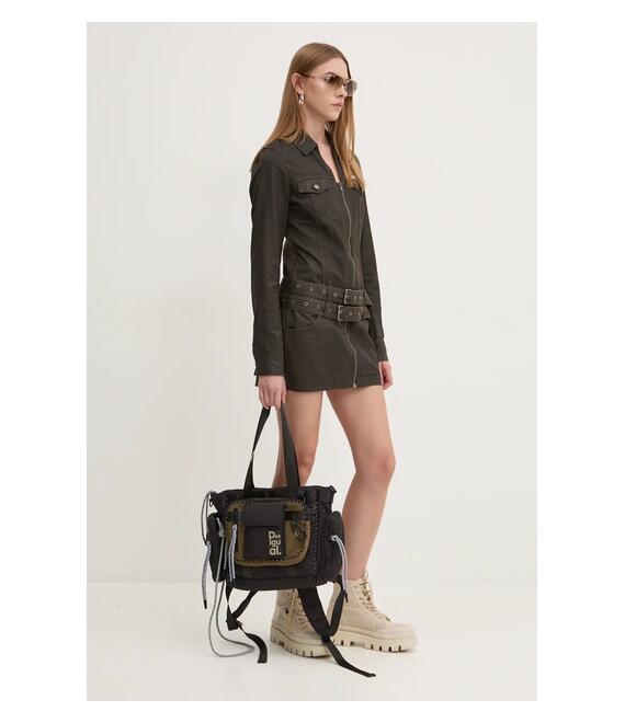 Βαμβακερό φόρεμα Guess Originals χρώμα: καφέ, W4BK19 WGIC0