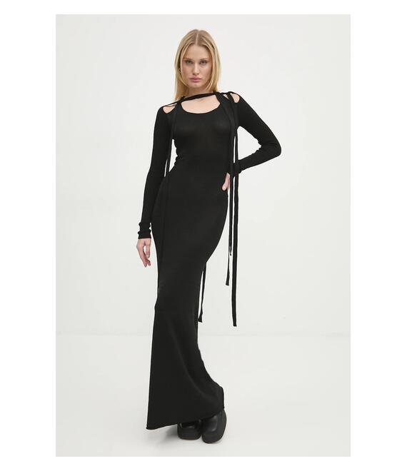 Φόρεμα Y/Project MULTISCARF LONG SLEEVE KNIT DRESS χρώμα: μαύρο, 106DR008