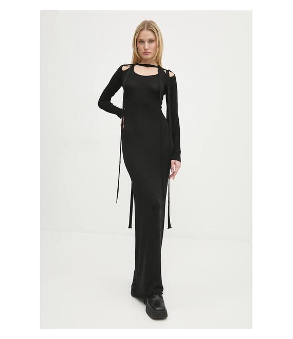Φόρεμα Y/Project MULTISCARF LONG SLEEVE KNIT DRESS χρώμα: μαύρο, 106DR008
