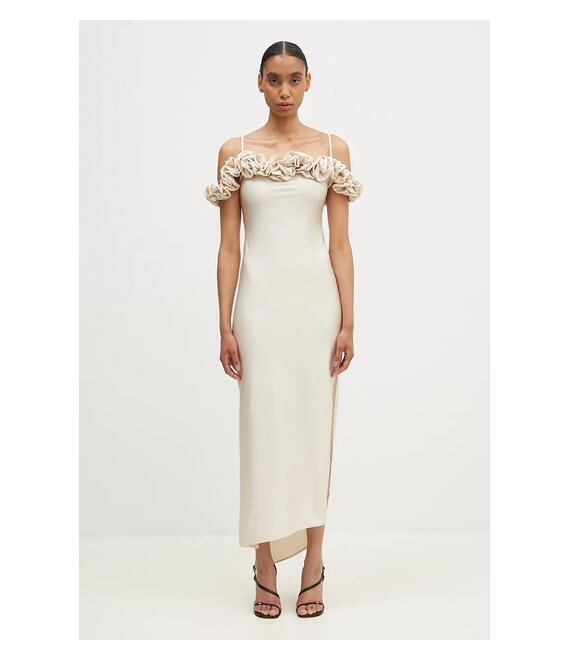 Φόρεμα Coperni Ruffle Dress χρώμα: μπεζ, COPR113545