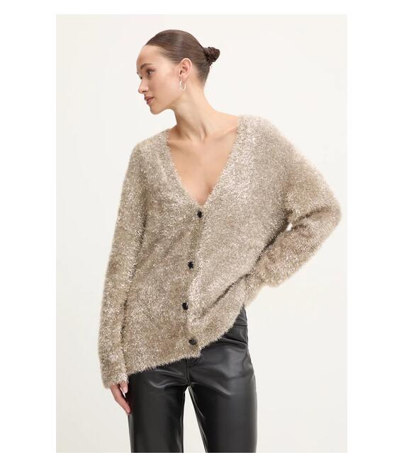Πλεκτή ζακέτα Never Fully Dressed Metallic Cardigan χρώμα: γκρι, NFDKN457