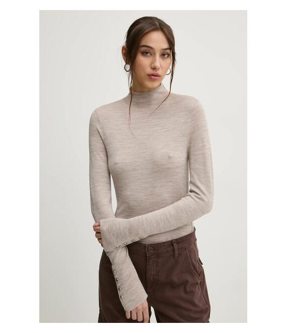 Μάλλινο πουλόβερ Abercrombie & Fitch γυναικείο, χρώμα: μπεζ, KI150-4348