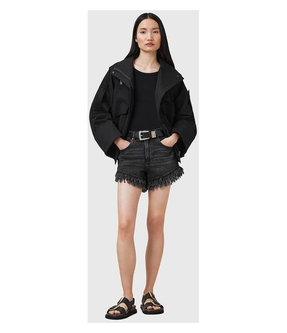 Βαμβακερό τζιν σορτς AllSaints ASTRID FRAY χρώμα: μαύρο, W036EA