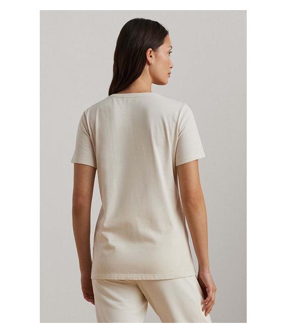 Βαμβακερό μπλουζάκι Lauren Ralph Lauren γυναικείο, χρώμα: μπεζ, 200951368