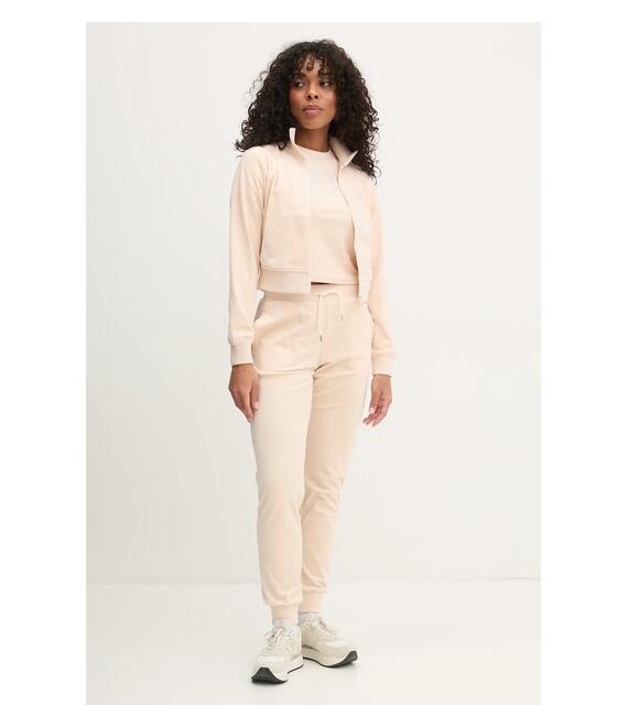 Βελούδινο μπλουζάκι Guess COUTURE χρώμα: μπεζ, V4BI29 KBXI2