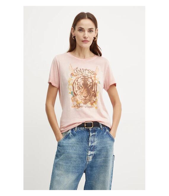 Μπλουζάκι Guess χρώμα: ροζ, W4BI42 K9SN1