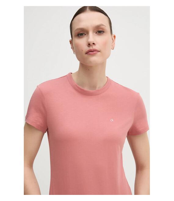 Βαμβακερό μπλουζάκι Calvin Klein γυναικείο, χρώμα: πορτοκαλί, K20K208061
