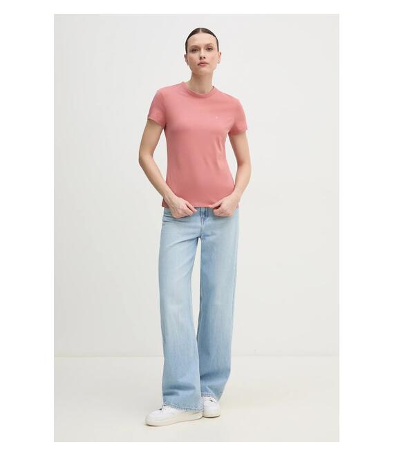 Βαμβακερό μπλουζάκι Calvin Klein γυναικείο, χρώμα: πορτοκαλί, K20K208061