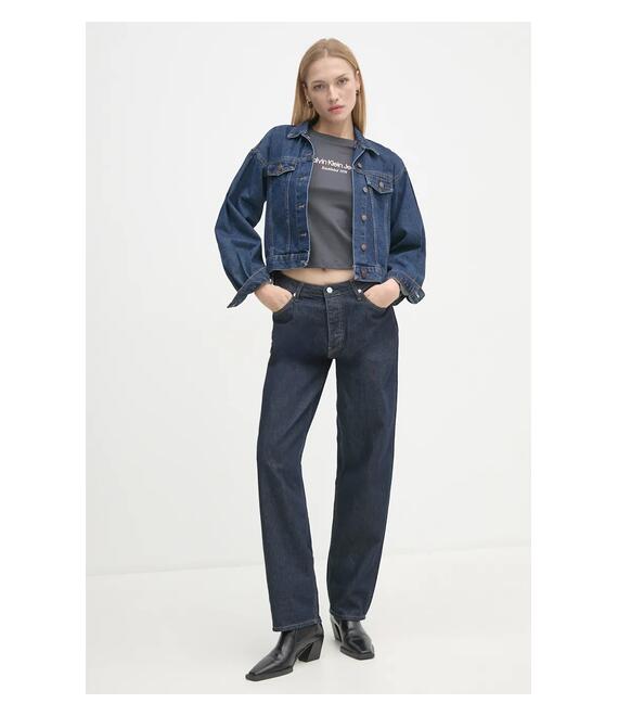 Βαμβακερό μπλουζάκι Calvin Klein Jeans γυναικείο, χρώμα: γκρι, J20J224914