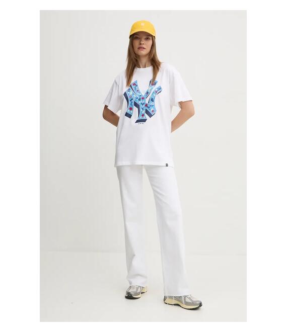 Βαμβακερό μπλουζάκι 47 brand MLB New York Yankees γυναικείο, χρώμα: άσπρο, BB017TMYIHQ628083WW