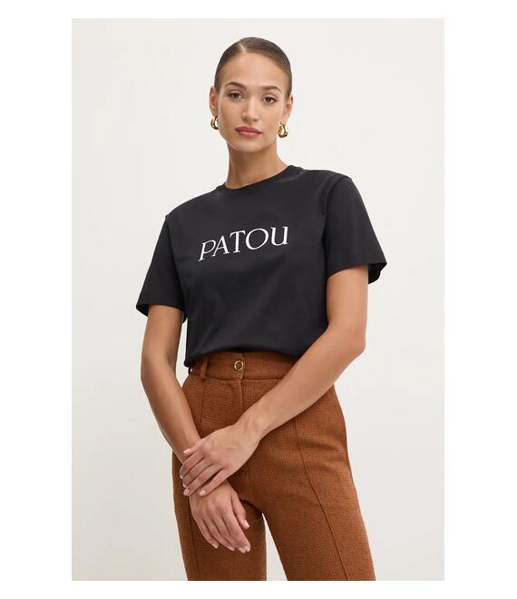 Βαμβακερό μπλουζάκι Patou γυναικείο, χρώμα: μαύρο, JE0299999