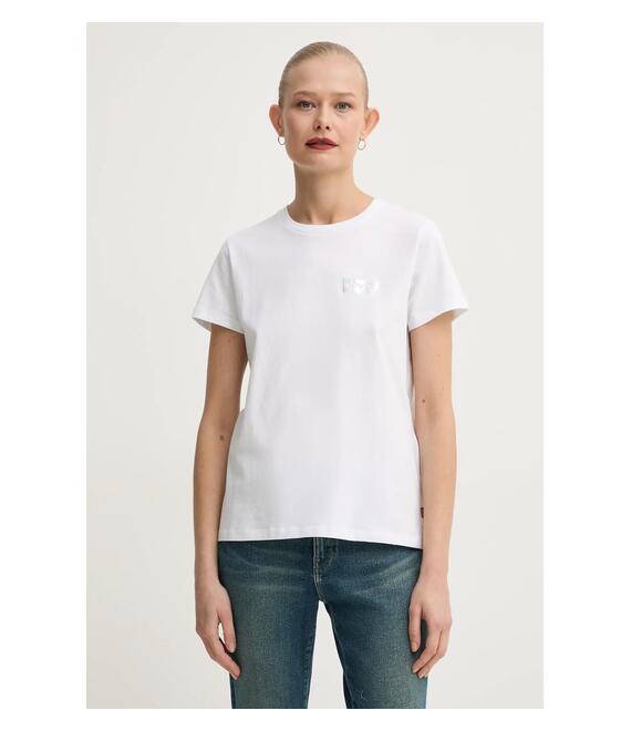 Βαμβακερό μπλουζάκι Levi's γυναικείο, χρώμα: άσπρο, 17369-2806