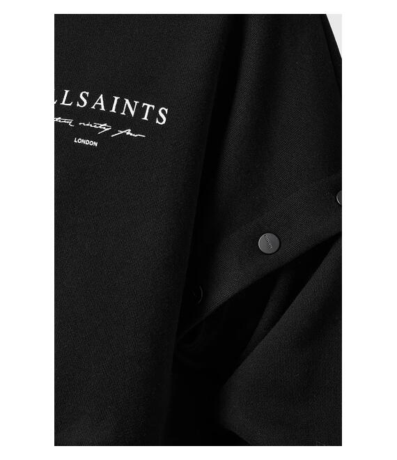 Βαμβακερή μπλούζα AllSaints AROMA γυναικεία, χρώμα: μαύρο, με κουκούλα, W134JC