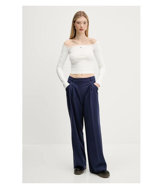 Μακρυμάνικο Tommy Jeans χρώμα: μπεζ, DW0DW20919
