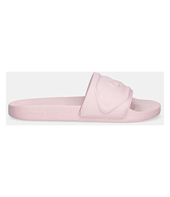 Παντόφλες Calvin Klein Jeans SLIDE PU HF MG χρώμα: ροζ, YW0YW01879