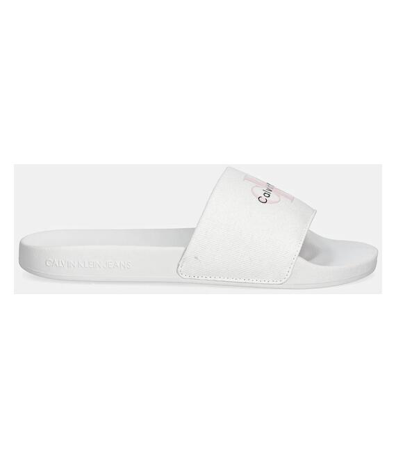 Παντόφλες Calvin Klein Jeans SLIDE MONOGRAM WN LOGO CK χρώμα: μπεζ, YW0YW01967