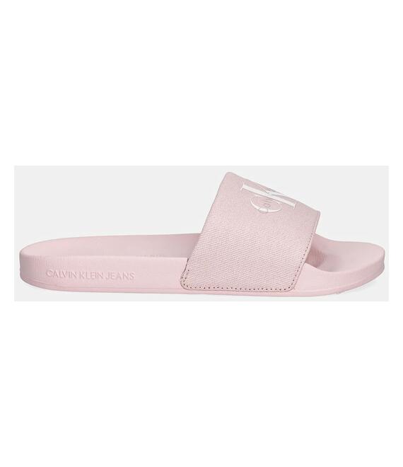 Παντόφλες Calvin Klein Jeans SLIDE MONOGRAM WN LOGO CK χρώμα: ροζ, YW0YW01967