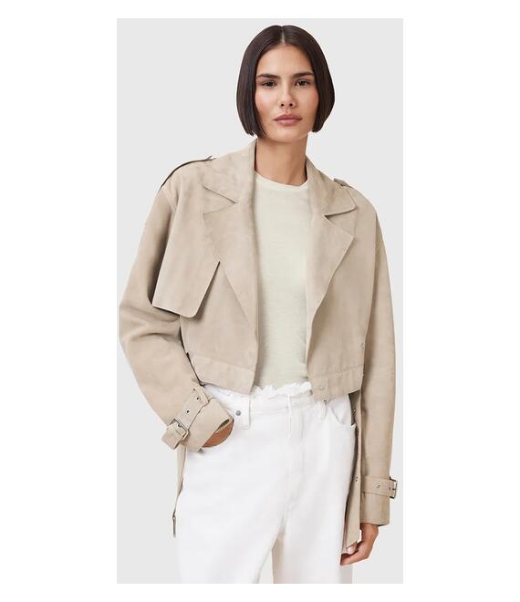 Μπουφάν AllSaints OPHELIA χρώμα: μπεζ, W054LC