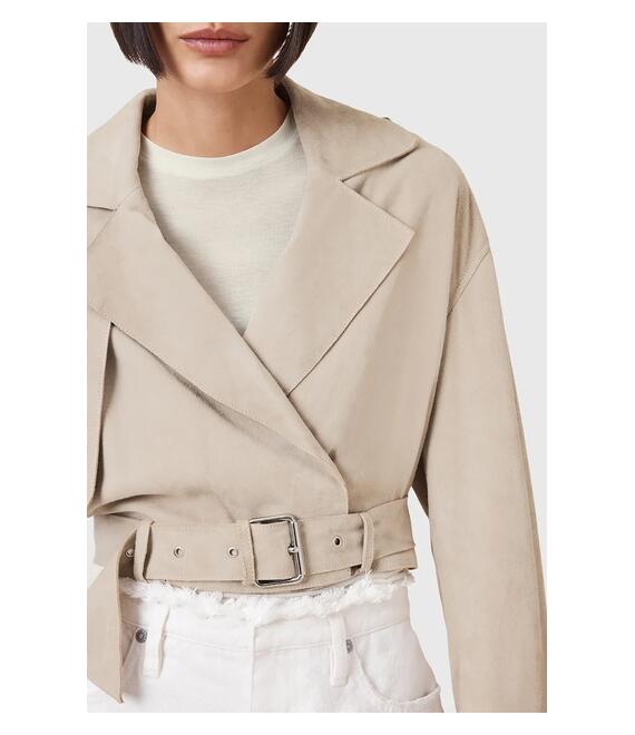 Μπουφάν AllSaints OPHELIA χρώμα: μπεζ, W054LC