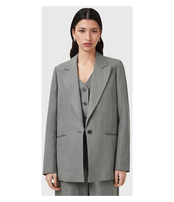 Blazer με μείγμα λινών AllSaints AVERIE χρώμα: γκρι, W043QC
