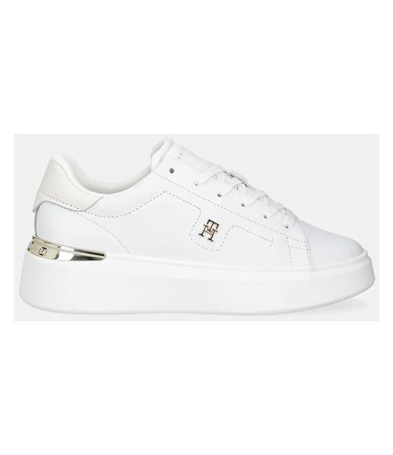 Δερμάτινα αθλητικά παπούτσια Tommy Hilfiger TH FASHION COURT SNEAKER χρώμα: άσπρο, FW0FW08631