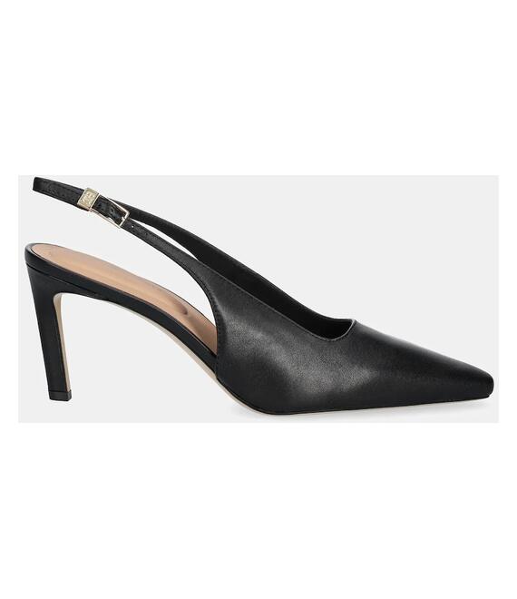 Δερμάτινες γόβες Tommy Hilfiger SQUARED TOE HIGH HEEL SLINGBACK χρώμα: μαύρο, FW0FW08636