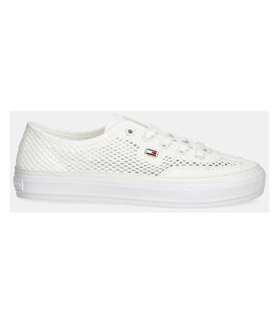 Πάνινα παπούτσια Tommy Hilfiger TH OPEN MESH VULC SNEAKER χρώμα: άσπρο, FW0FW08684